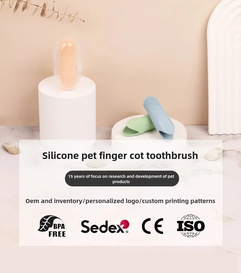 Dog Toothbrush, 360° Cleaning Finger Toothbrush for Dogs, Food Grade Silicone Dog Finger Toothbrush for Dogs & Cats Dental Care