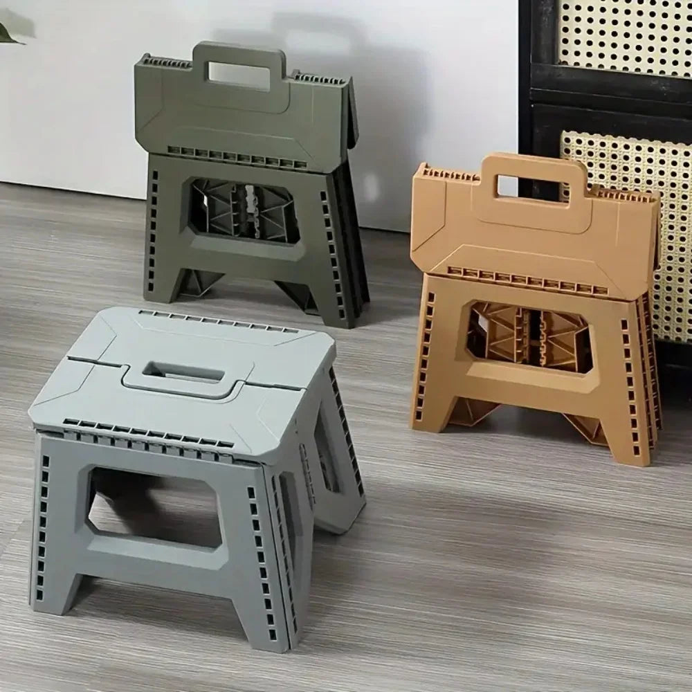 Folding Step Stool Strong Load-bearing Heavy-Duty Chair Travel Use Compact Collapsible Chair with Handle Camping Supplies
