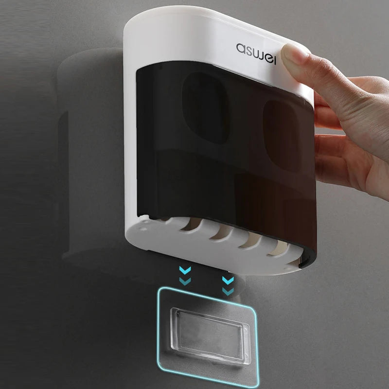 Wall Mounted Toothpaste Squeezer Automatic Toothpaste Dispenser Magnetic Toothbrush Holder Toothpaste Rack Bathroom Accessories