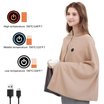 Office USB Electric Heated Blanket 3 Heating Levels Fleece Heated Mat Wearable Body Warmer Blanket  Household ，Machine Washable