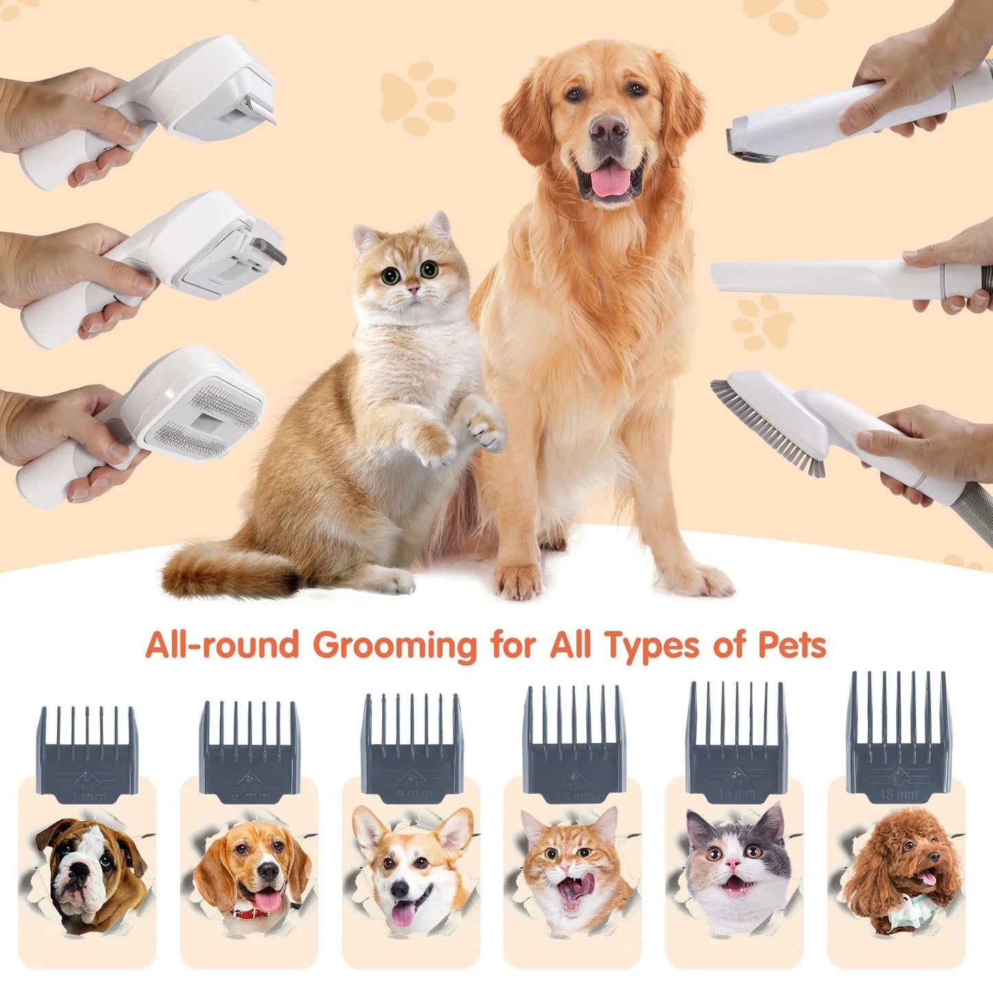 Pet Grooming Vacuum & Dog Grooming Kit with 2.5L Capacity Larger Pet Hair Dust Cup Dog Brush for Pet Hair Vacuum Cleaner