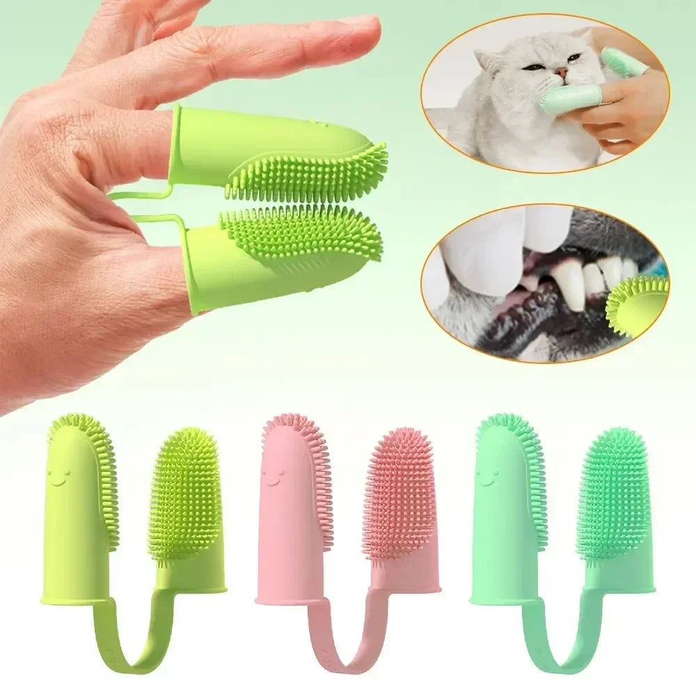 Dog Toothbrush, 360° Cleaning Finger Toothbrush for Dogs, Food Grade Silicone Dog Finger Toothbrush for Dogs & Cats Dental Care