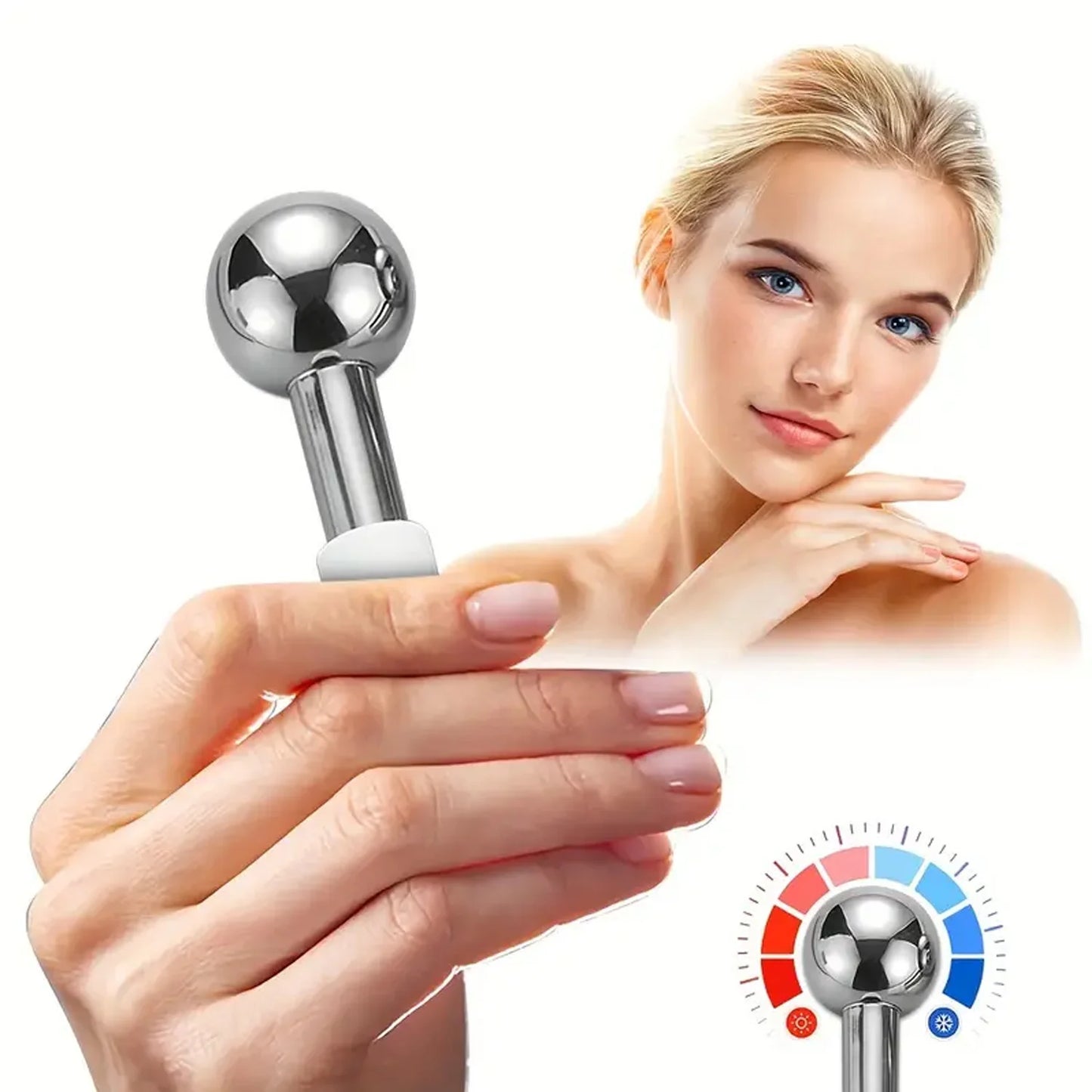 Ice Globes for Face & Eye Unbreakable Stainless Steel Cooling Roller Tool Gua Sha for Face Eye Body Skin Care Ice Wave Ball