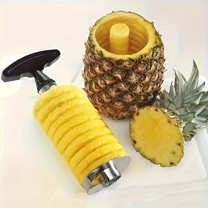 A Stainless Steel Pineapple Corer And Slicer That Is Ergonomically Designed for Comfort. This Multifunctional Tool