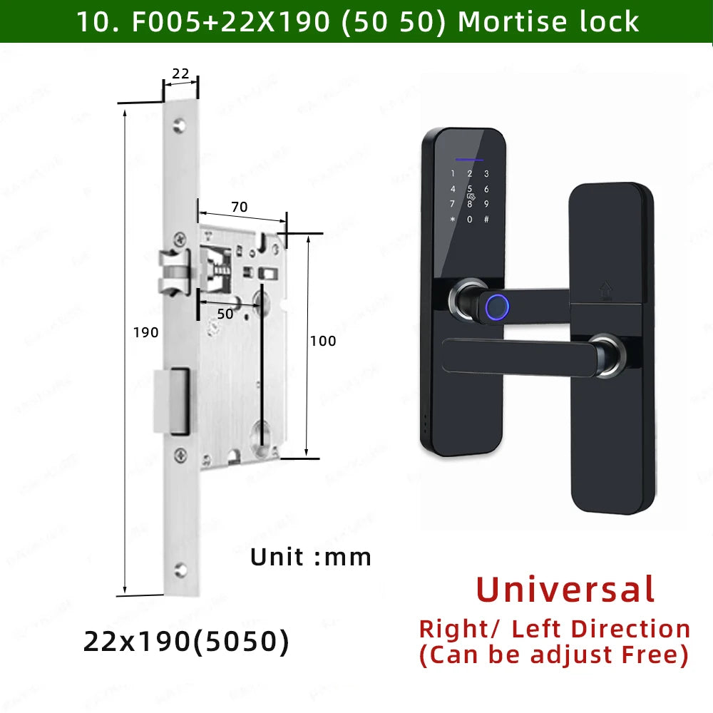 RAYKUBE F005 IP65 Waterproof Tuya Wifi Lock Electronic Smart Door Lock With Fingerprint/Smart Card/Password/Key/APP Unlock