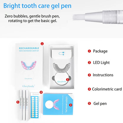 Tooth Whitening Kit Wireless Charging IP67 Waterproof Teeth Whitening 44% Peroxide Dental White Equipment LED Light