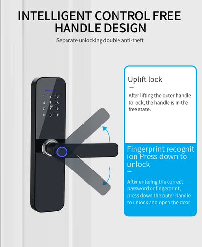 RAYKUBE F005 IP65 Waterproof Tuya Wifi Lock Electronic Smart Door Lock With Fingerprint/Smart Card/Password/Key/APP Unlock