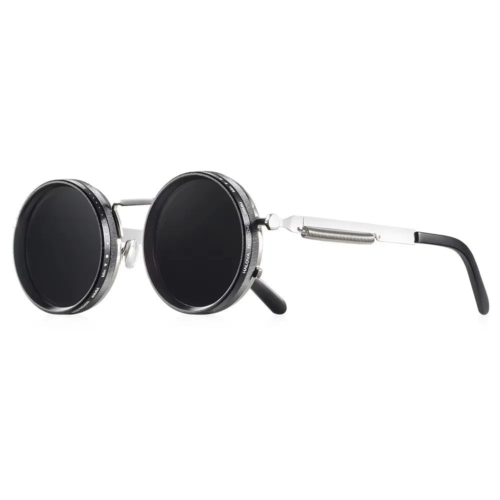Round Frame Fishing Sunglasses Anti UV Protection Manual Rotating Adjustable Dimming Glasses TAC Metal ND Filter Sunglasses