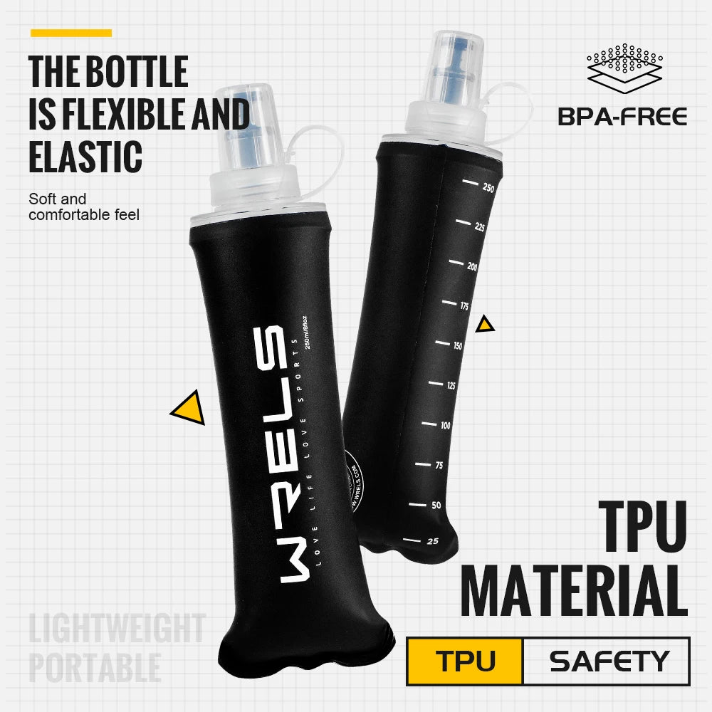 WRELS Sports Water Bottle Large Capacity Motivational Portable Water bottle Outdoor Sport Fitness BPA Free Folding Water Bottle
