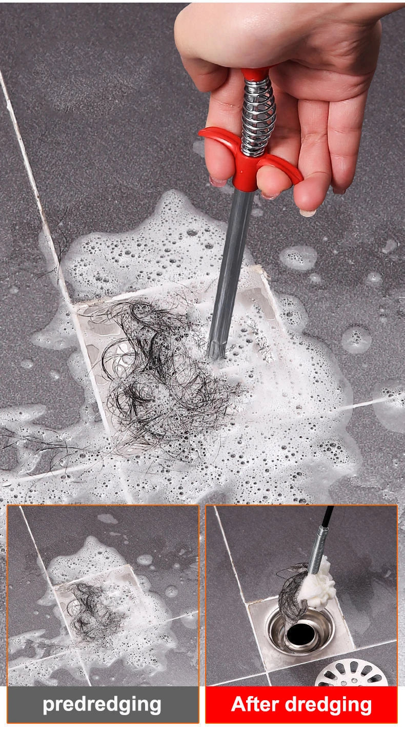 35.5in drain clog remover , 25-inch drain snake dehair remover and cleaning brush , hair catcher drain auger cleaning tool set