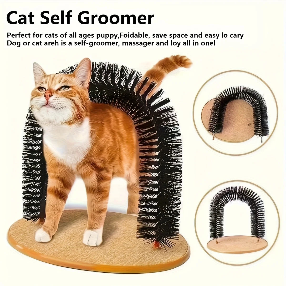 Cat Self-Grooming Replacement Brush Arched Comb with Detachable Massager for Fur Removal, Indoor Cat Care Gift for Pets