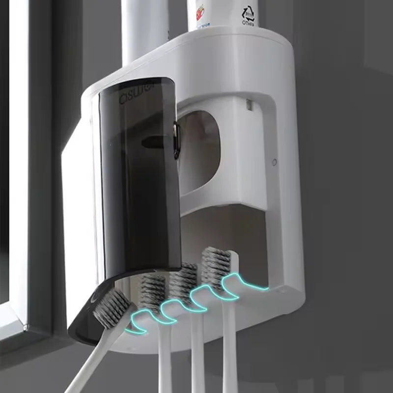 Wall Mounted Toothpaste Squeezer Automatic Toothpaste Dispenser Magnetic Toothbrush Holder Toothpaste Rack Bathroom Accessories