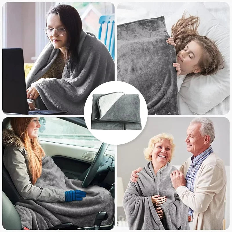 Office USB Electric Heated Blanket 3 Heating Levels Fleece Heated Mat Wearable Body Warmer Blanket  Household ，Machine Washable