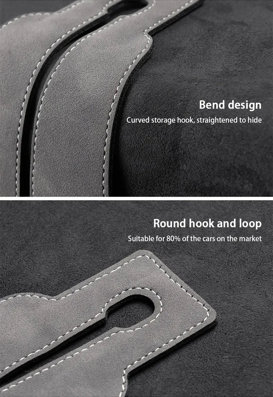 Quality Car Headrest Hook Premium Suede Rear Seat Hanging Dual Hook 20KG Large Load-Bearing Alloy Hook Hanger Universal