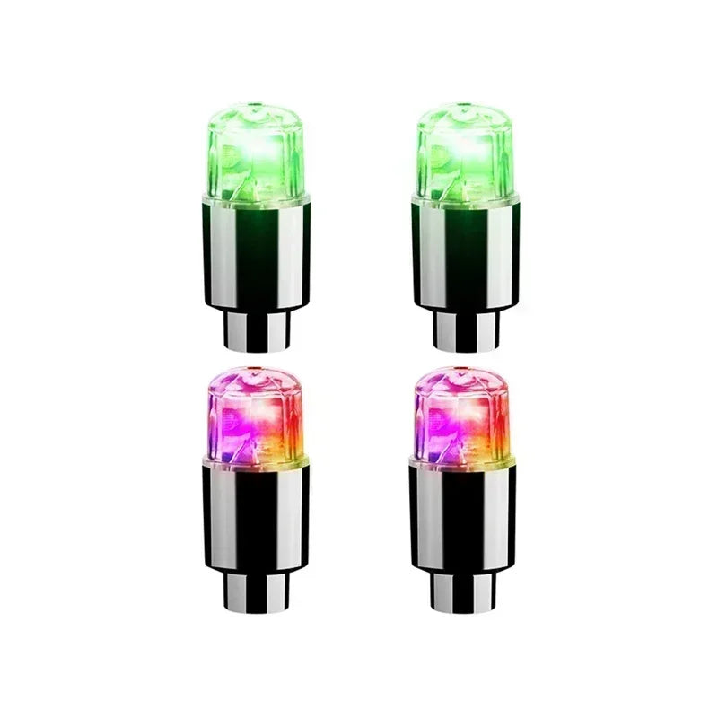 2PCS Colorful LED Wheel Valve Lights Motorcycle Car Wheel Tire Valve Caps Universal Dustproof Bicycle Valve Cover