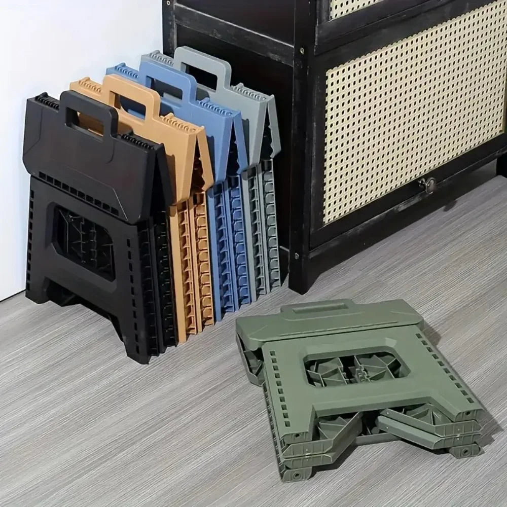 Folding Step Stool Strong Load-bearing Heavy-Duty Chair Travel Use Compact Collapsible Chair with Handle Camping Supplies