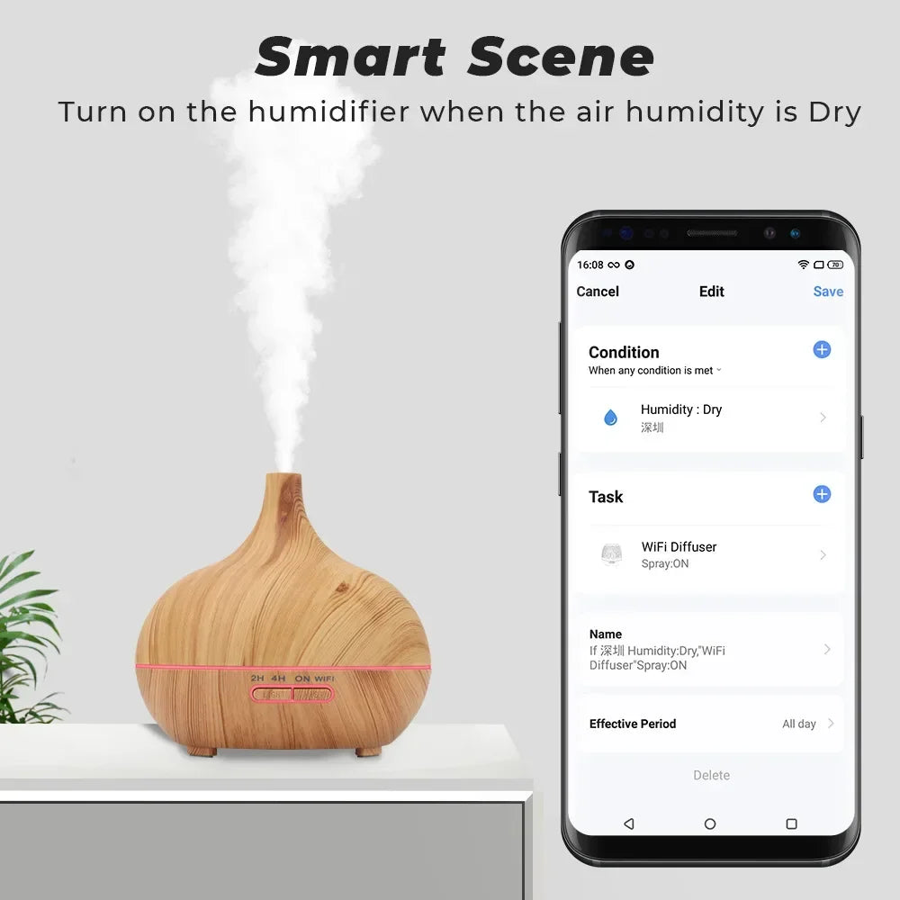 WiFi Smart Air Humidifier 400ml Essential Oil Diffuser Aromatherapy Ultrasonic Air Humidifiers Cool Mist Sprayer Humidificador