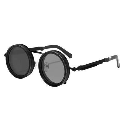 Round Frame Fishing Sunglasses Anti UV Protection Manual Rotating Adjustable Dimming Glasses TAC Metal ND Filter Sunglasses