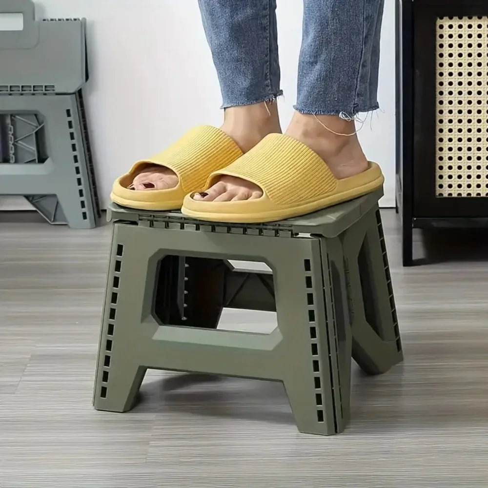 Folding Step Stool Strong Load-bearing Heavy-Duty Chair Travel Use Compact Collapsible Chair with Handle Camping Supplies