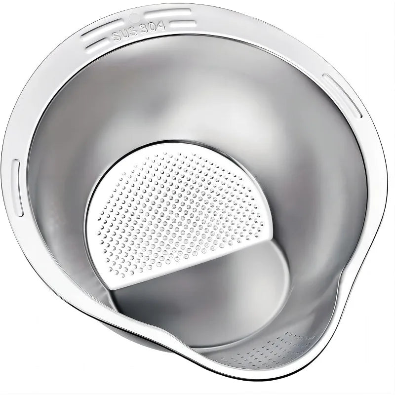 Stainless Steel Rice Bowl with Drain Hole Rice Vegetable Washing Basket Fruit Strainer Colander Basket Kitchen Drain Basket
