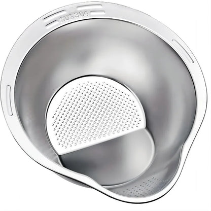 Stainless Steel Rice Bowl with Drain Hole Rice Vegetable Washing Basket Fruit Strainer Colander Basket Kitchen Drain Basket
