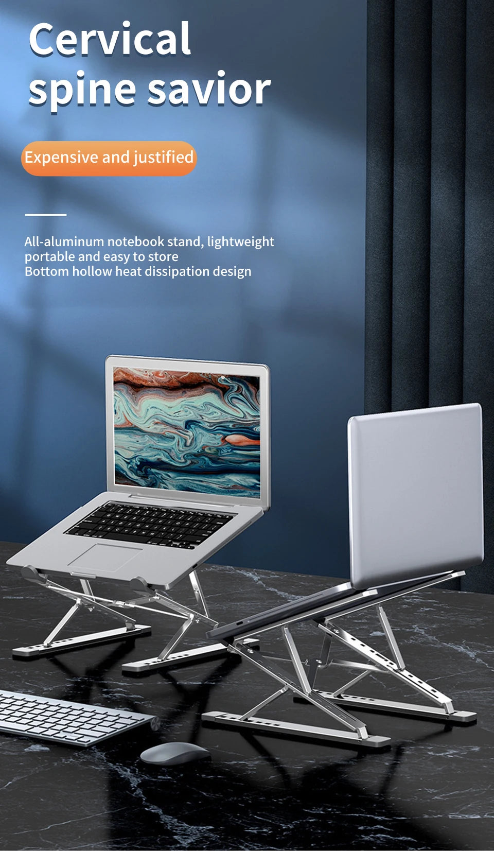 Adjustable Laptop Stand Aluminum For Macbook Levels Double Folding Computer PC Tablet Stand Notebook Pad Holder Heat Dissipation