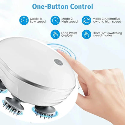 Electric Scalp Massager Head Massage Device Adjustable Speed Deep Tissue Vibration Hair Growth Relaxation Waterproof Tool