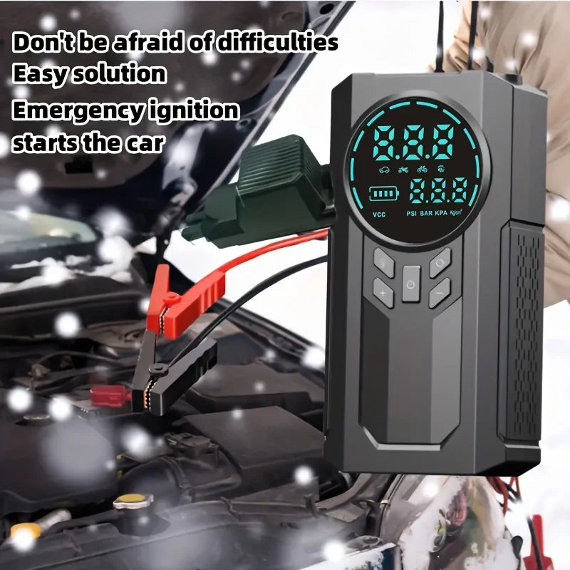 3 In 1 Portable 12V Car Jump Starter Power Bank Air Compressor Cordless Electric Car Air Pump With Emergency Start Power Supply