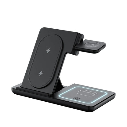 3 In 1 Foldable Wireless Charger Stand LED Fast Charging Station for Samsung S25 S24 S23 Galaxy Watch 2-8 Active Buds Pro