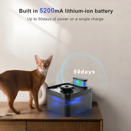 Smart Wireless Cat Water Fountain Cordless Rechargeable Battery Operated 2.2L Automatic Pet Water Dispenser with Motion Sensor