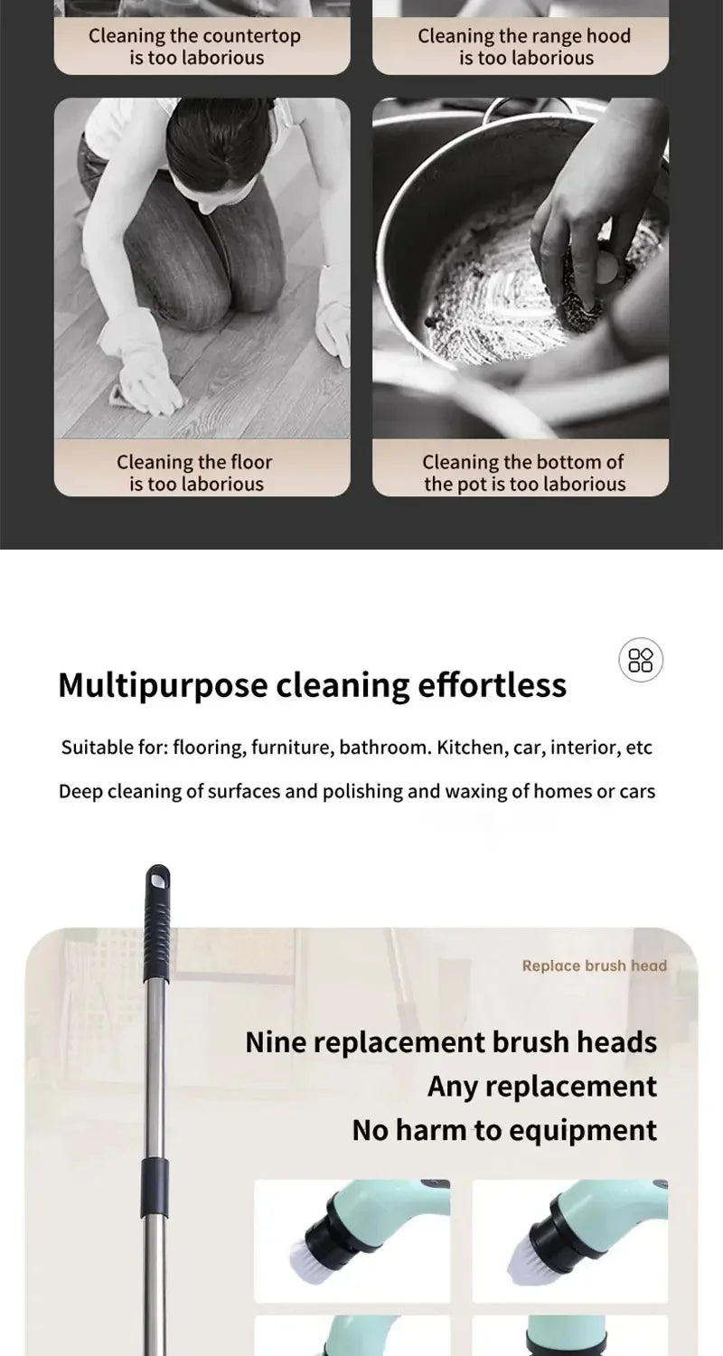 Multifunctional Electric Cleaning Brush Electric Cordless Spin Scrubber Toilet Mops Portable Cleaning Tool For Kitchen/Bathroom