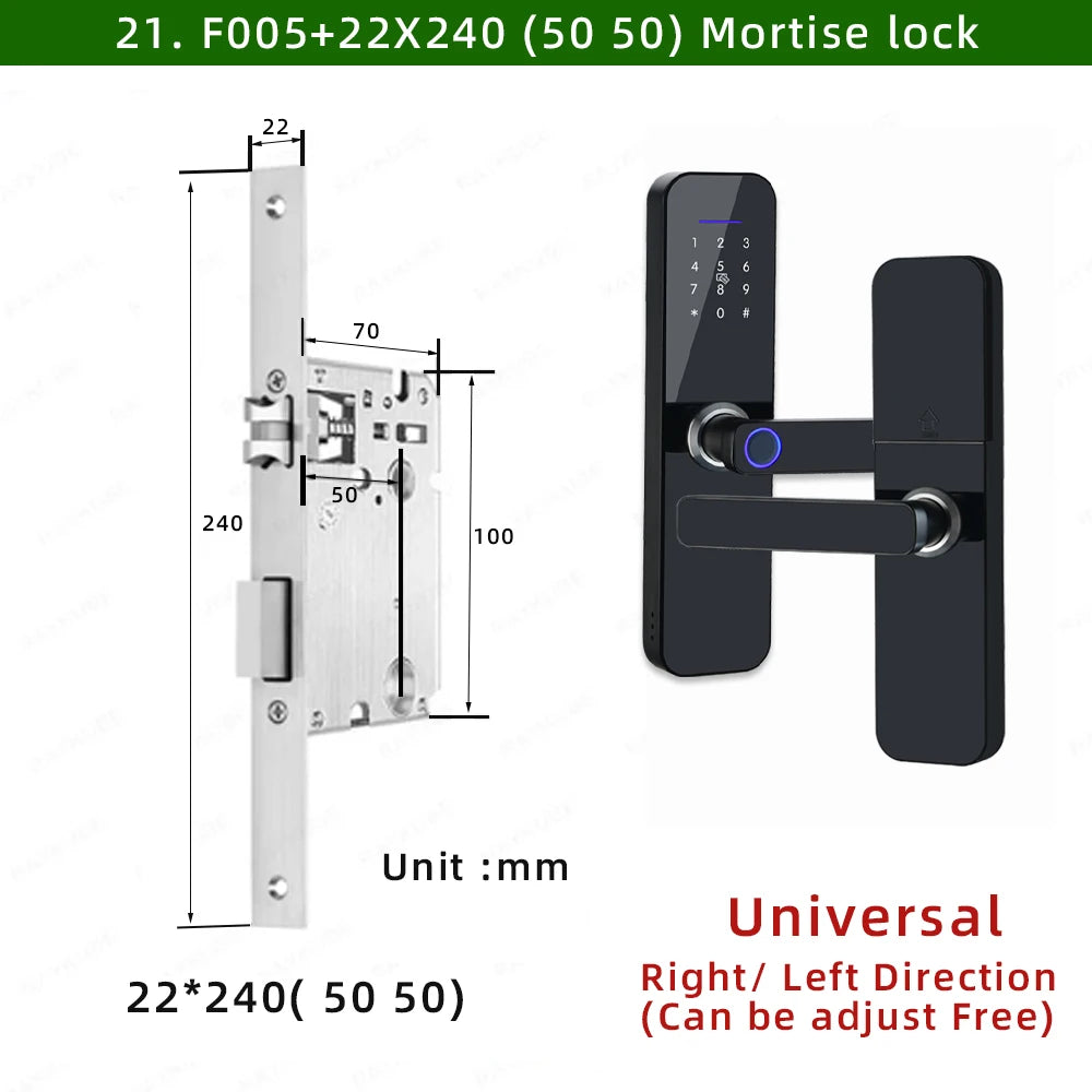 RAYKUBE F005 IP65 Waterproof Tuya Wifi Lock Electronic Smart Door Lock With Fingerprint/Smart Card/Password/Key/APP Unlock