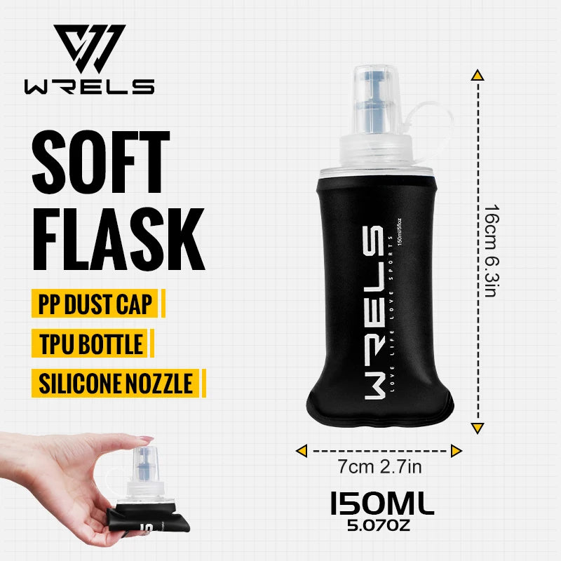 WRELS Sports Water Bottle Large Capacity Motivational Portable Water bottle Outdoor Sport Fitness BPA Free Folding Water Bottle