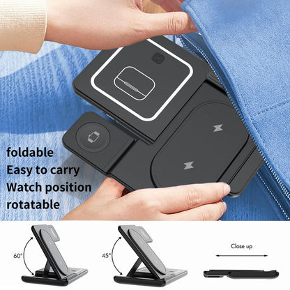 3 In 1 Foldable Wireless Charger Stand LED Fast Charging Station for Samsung S25 S24 S23 Galaxy Watch 2-8 Active Buds Pro