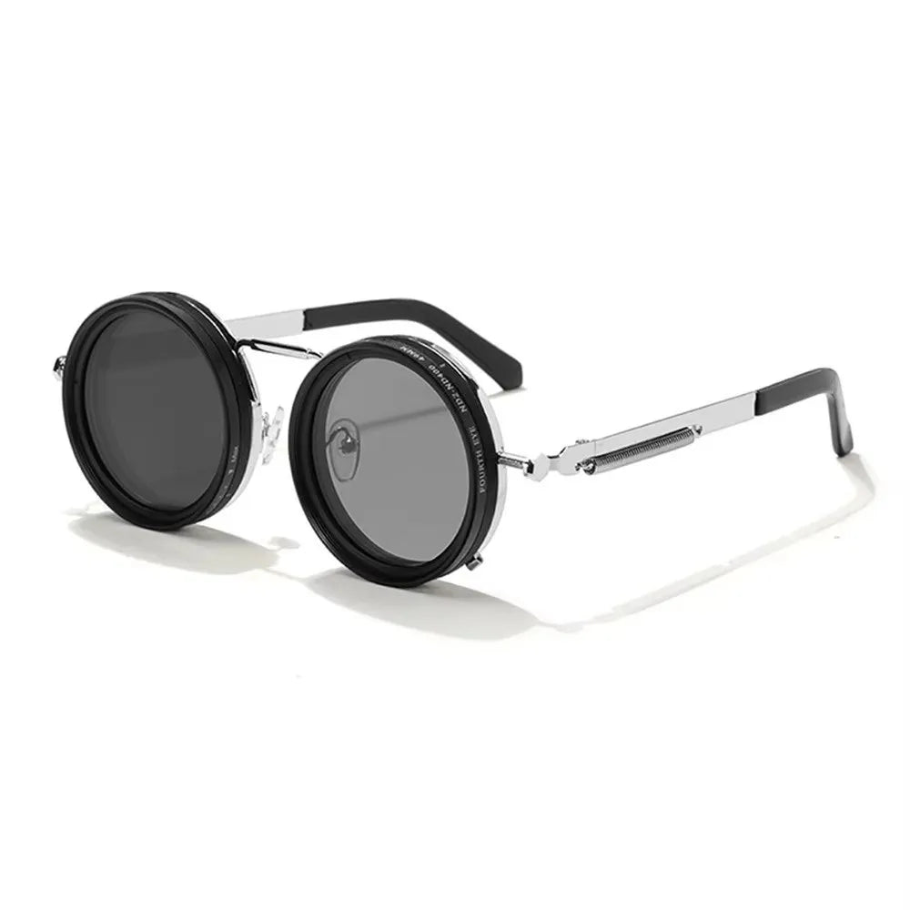 Round Frame Fishing Sunglasses Anti UV Protection Manual Rotating Adjustable Dimming Glasses TAC Metal ND Filter Sunglasses