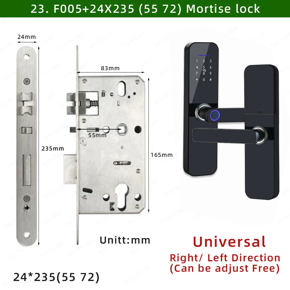 RAYKUBE F005 IP65 Waterproof Tuya Wifi Lock Electronic Smart Door Lock With Fingerprint/Smart Card/Password/Key/APP Unlock