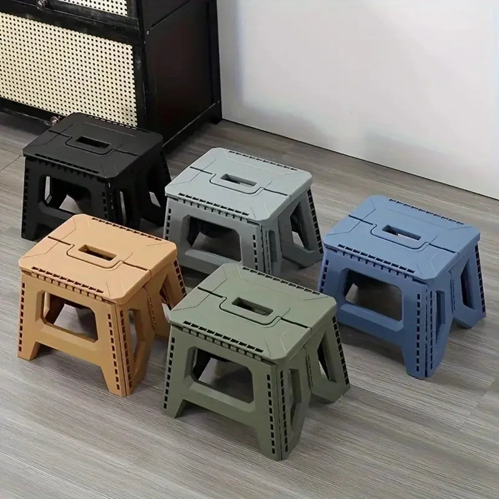 Folding Step Stool Strong Load-bearing Heavy-Duty Chair Travel Use Compact Collapsible Chair with Handle Camping Supplies