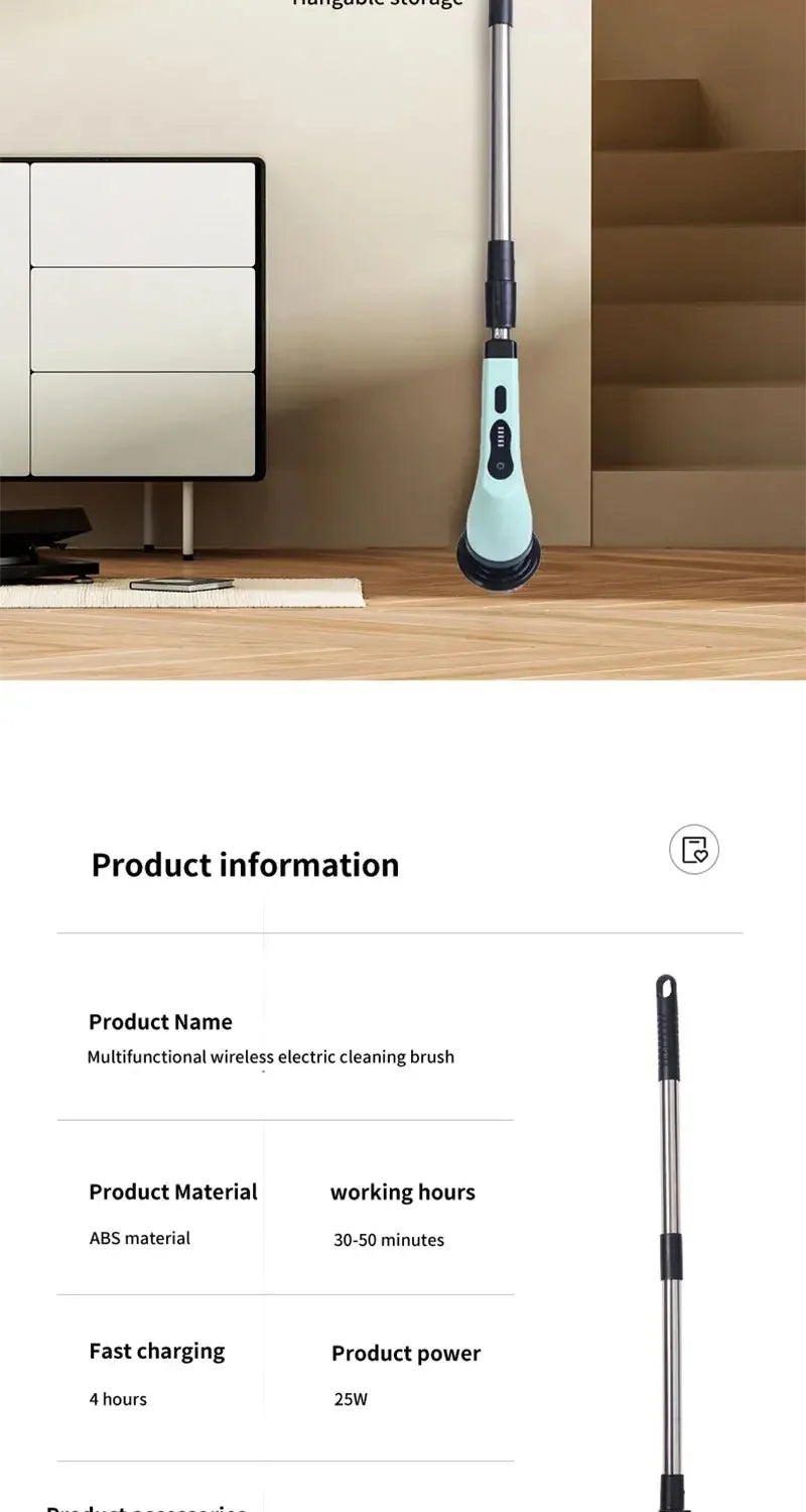 Multifunctional Electric Cleaning Brush Electric Cordless Spin Scrubber Toilet Mops Portable Cleaning Tool For Kitchen/Bathroom