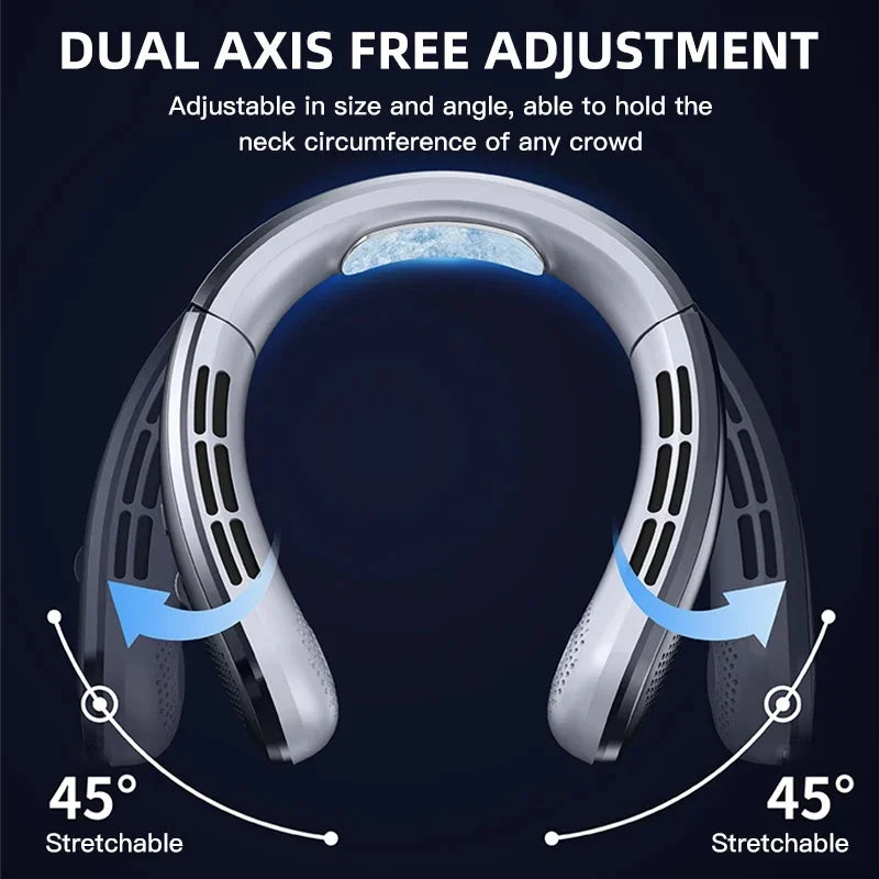 8000mAh Air Cooler USB Hanging Neck Fan Portable Bladeless Mini Rechargeable Mute LED Digital Display Electric Fans 2025 New