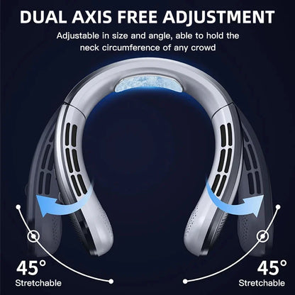 8000mAh Air Cooler USB Hanging Neck Fan Portable Bladeless Mini Rechargeable Mute LED Digital Display Electric Fans 2025 New