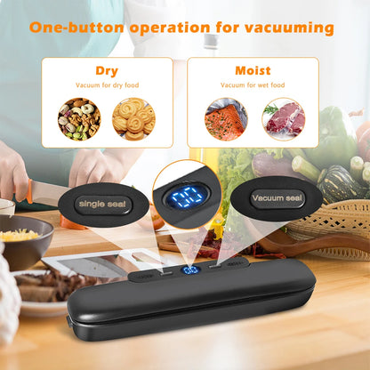 Home Kitchen Vacuum Food Sealer Packaging Machine, One-Click Automatic Vacuum Sealing System, Multifunctional Portable Fresh