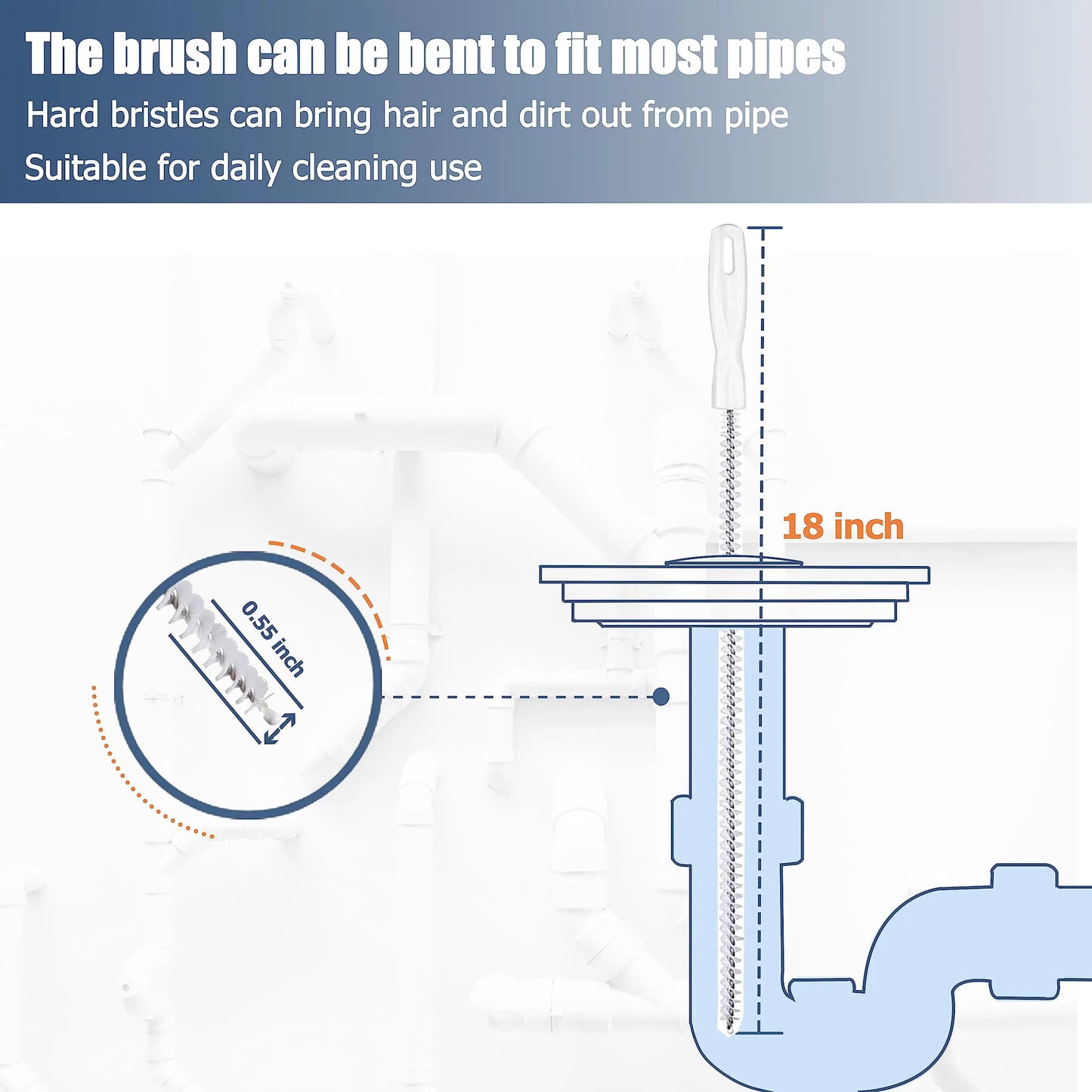 35.5in drain clog remover , 25-inch drain snake dehair remover and cleaning brush , hair catcher drain auger cleaning tool set