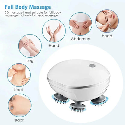 Electric Scalp Massager Head Massage Device Adjustable Speed Deep Tissue Vibration Hair Growth Relaxation Waterproof Tool