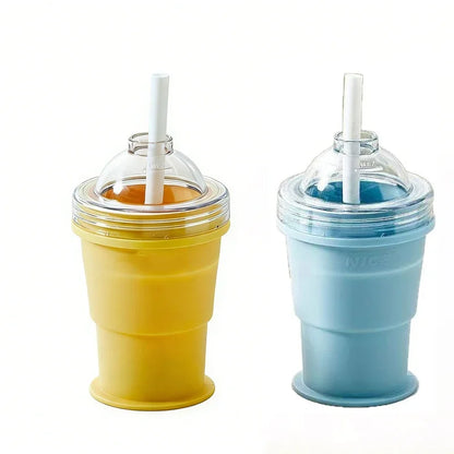 2-in-1 Portable Silicone Ice Ball Maker Cup Foldable Leak-Proof Travel Mug Kitchen Tools for Juice & Cocktails Summer Essential