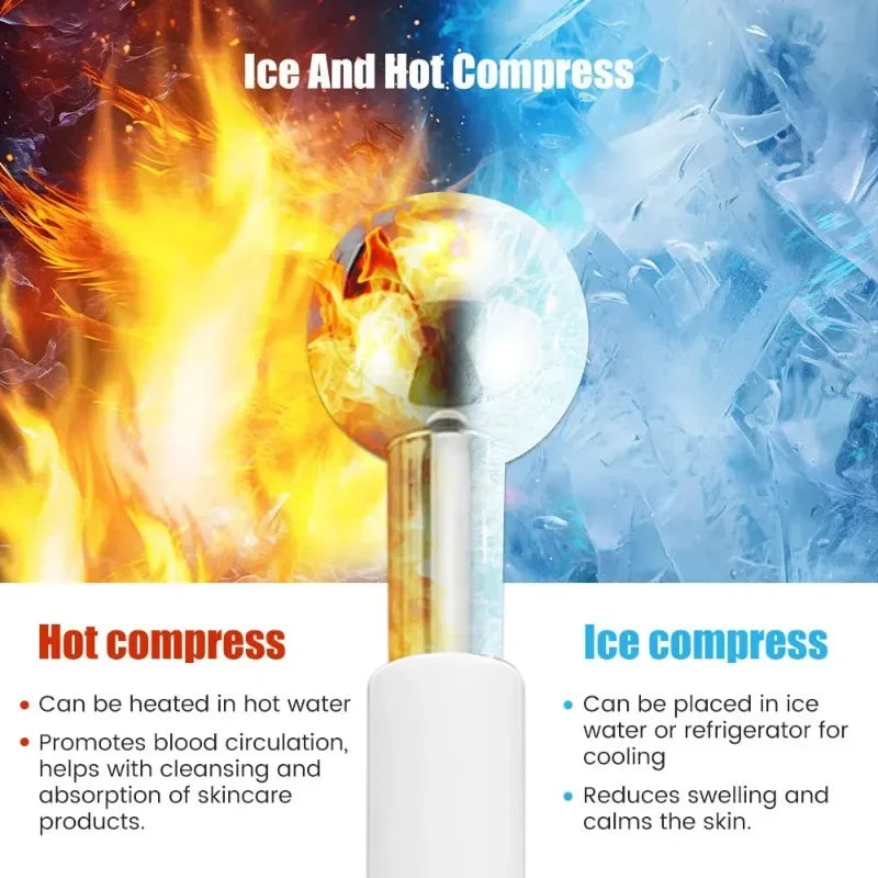 Ice Globes for Face & Eye Unbreakable Stainless Steel Cooling Roller Tool Gua Sha for Face Eye Body Skin Care Ice Wave Ball