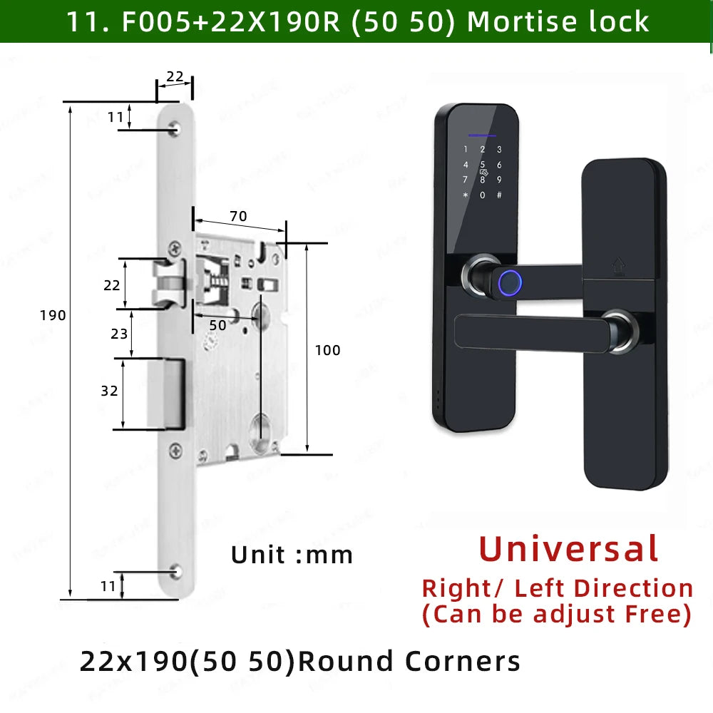 RAYKUBE F005 IP65 Waterproof Tuya Wifi Lock Electronic Smart Door Lock With Fingerprint/Smart Card/Password/Key/APP Unlock