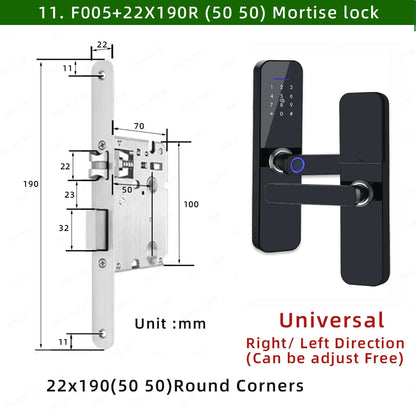 RAYKUBE F005 IP65 Waterproof Tuya Wifi Lock Electronic Smart Door Lock With Fingerprint/Smart Card/Password/Key/APP Unlock