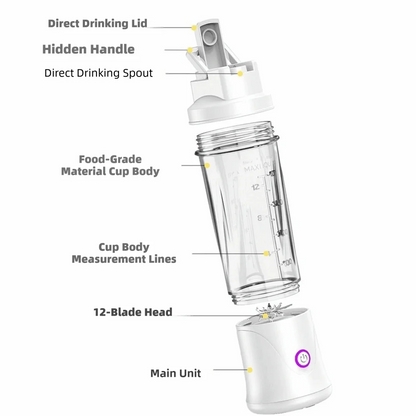 Portable 450ML Capacity Mini Blender Cup USB Charging Plastic Electric Fruit Juicer Cordless Small Fruit Extractor Cup Office