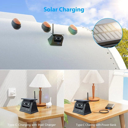 WiFi Wireless  Solar Backup Camera Magnetic BaseAI Blind Spot Alarm Backup for IPhone Android Bus Van Truck RV Front Rear View