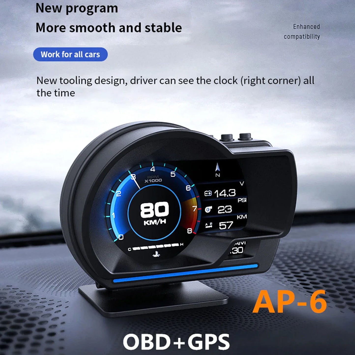 Car Head up Display, Gauge High Definition Speedometer Car Diagnostic Tool OBDⅡ+GPS Smart  OBD Fault Code Elimination